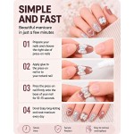 Dusty Purple Bow & Rhinestone Press‑On Nails, Short Round Gentle Style Pearl Glitter False Nails
